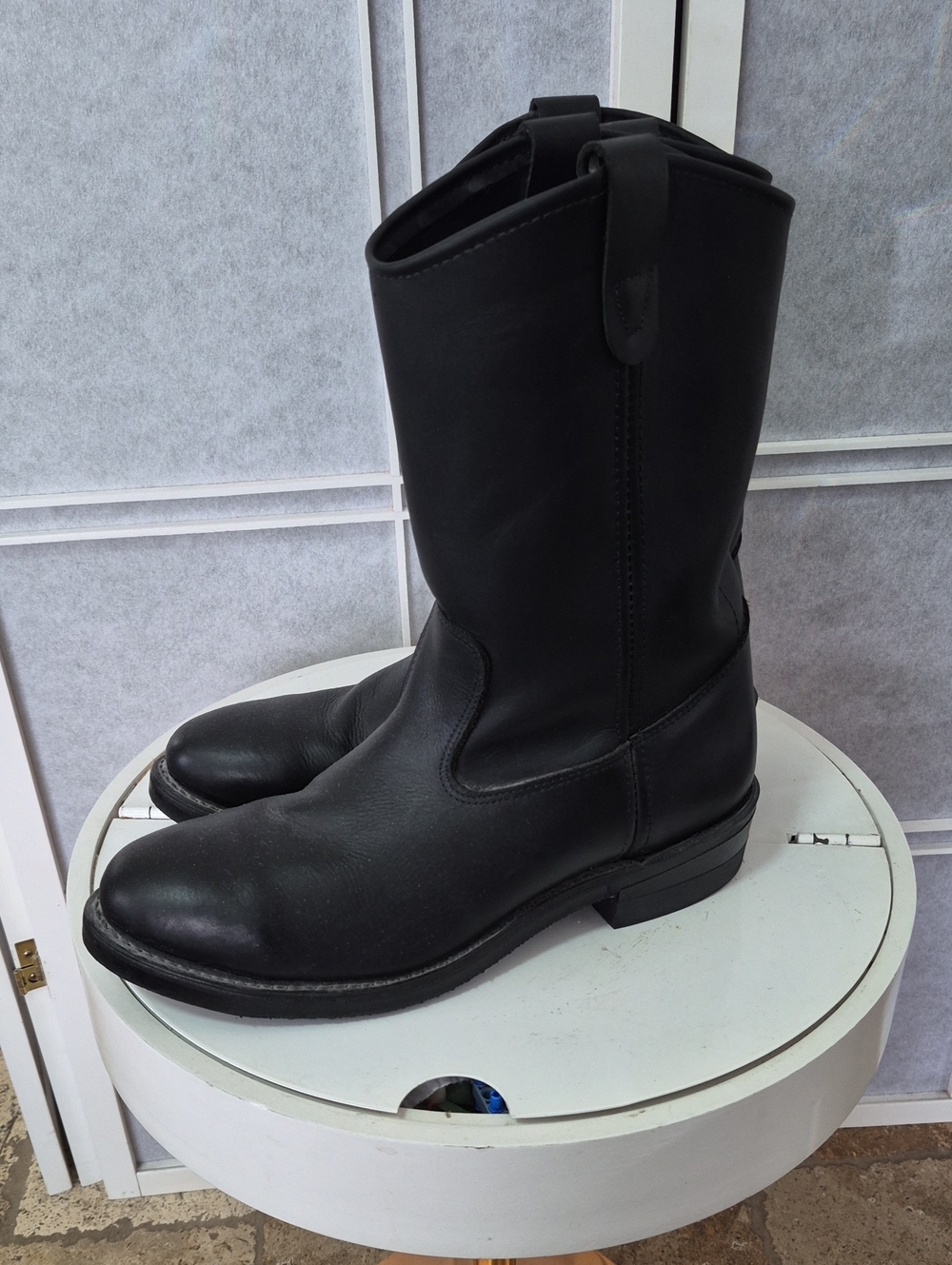 Classic Black Men's Double H Pull-On Leather Boots